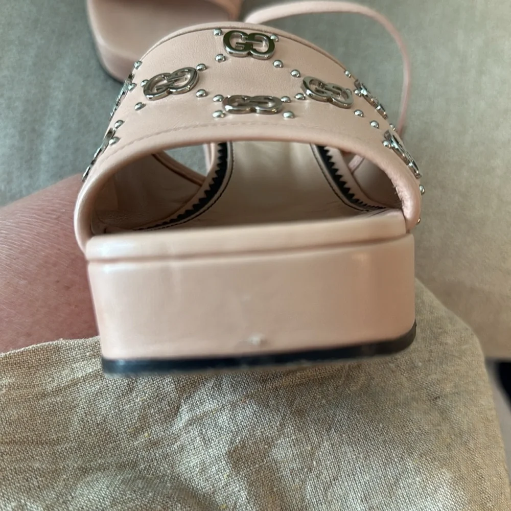 Gucci Size 38 1/2 Malaga Kid heal in perfect pink